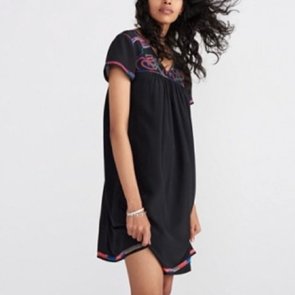 Madewell Embroidered Colorful Stitch Cap
Sleeves Silk Dress Woman’s Sz S - Picture 1 of 9
